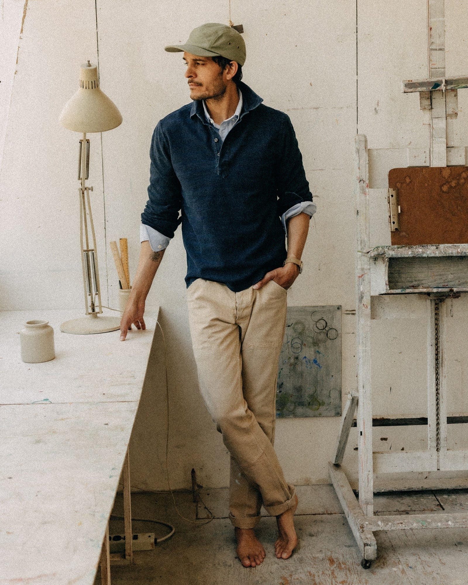 The L/S Polo Indigo Knit Stripe