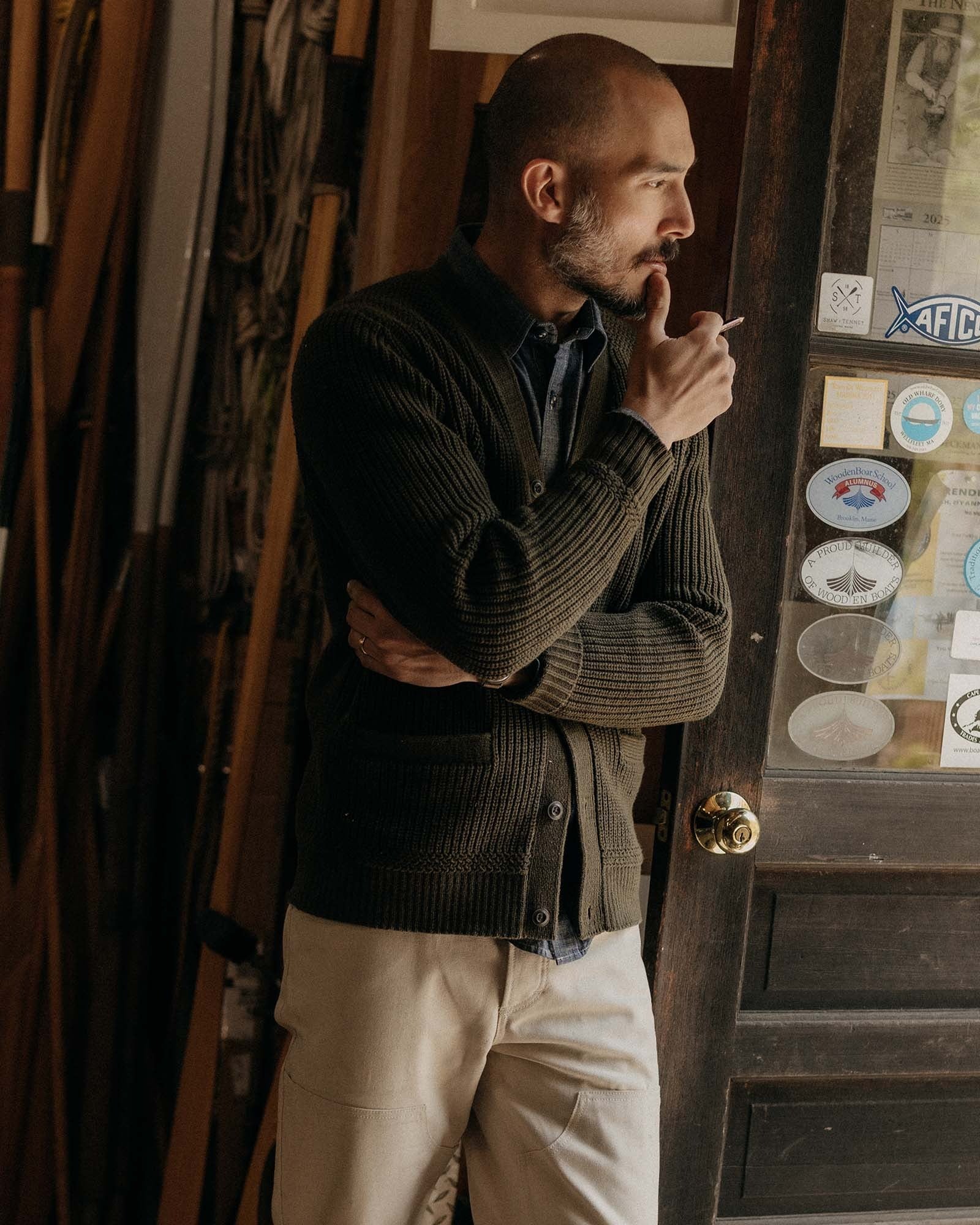 The Mariner Cardigan Heather Loden Slub