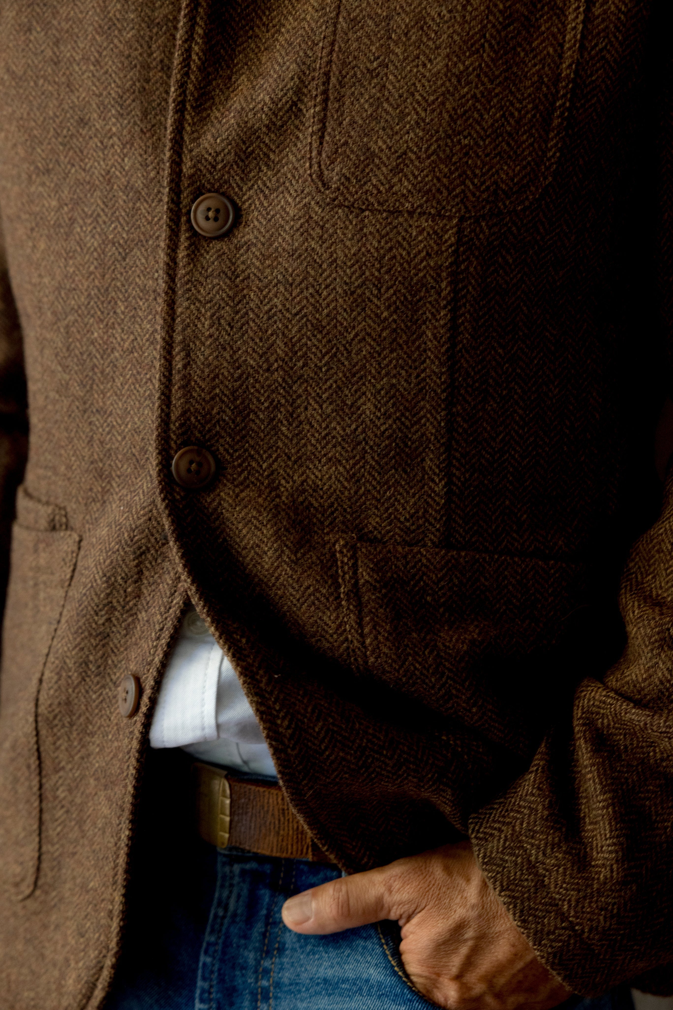 Tweed Industrial Jacket Brown Herringbone