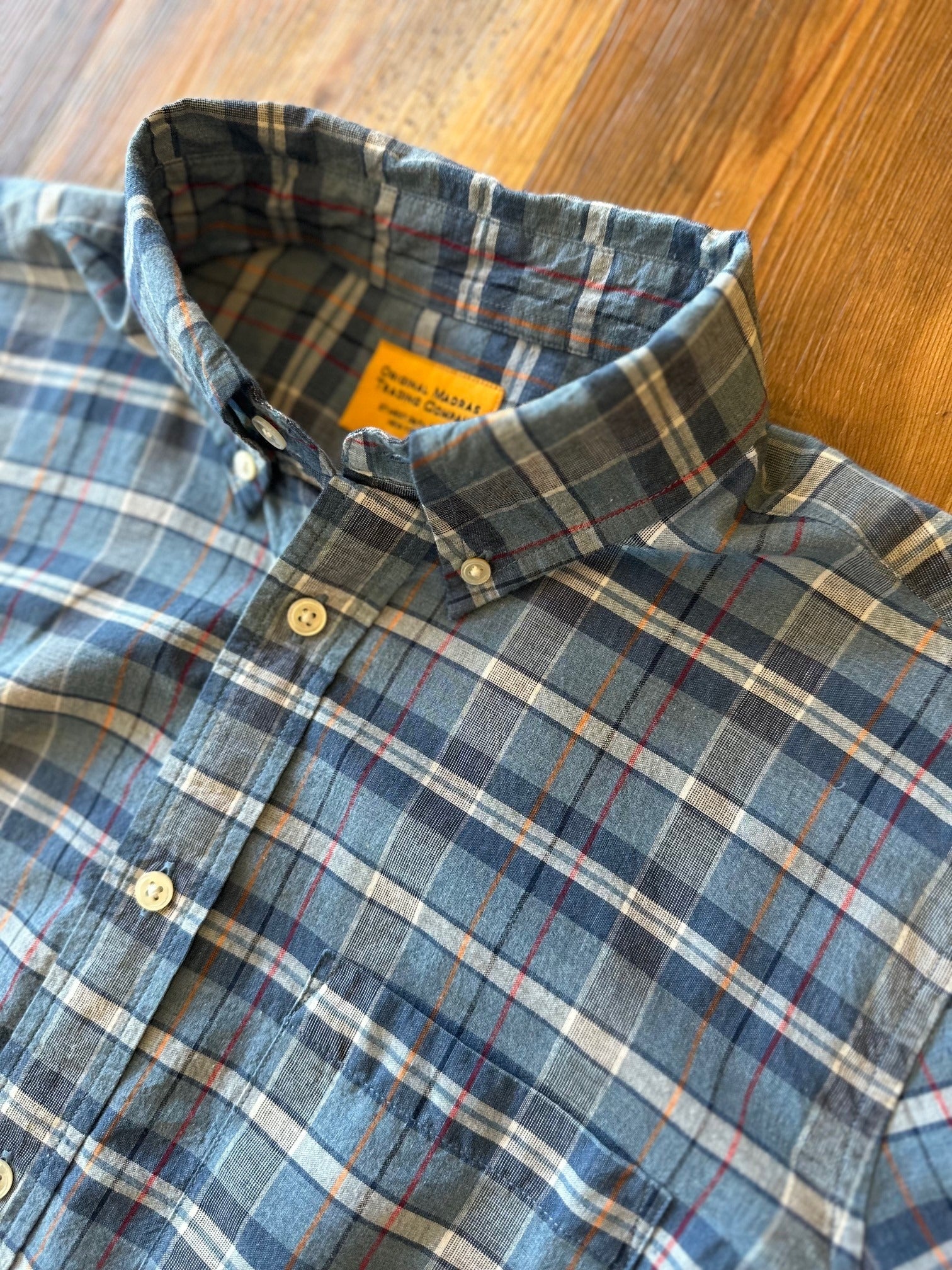 Classic Button Down Collar L/S Shirt Blue Plaid
