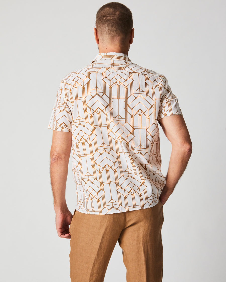 Short Sleeve Stained Glass Treme Block Shirt White/British Khaki