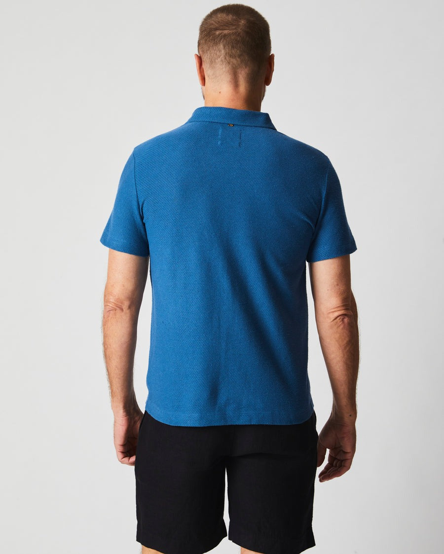 Hemp Cotton Twill Polo Dark Blue