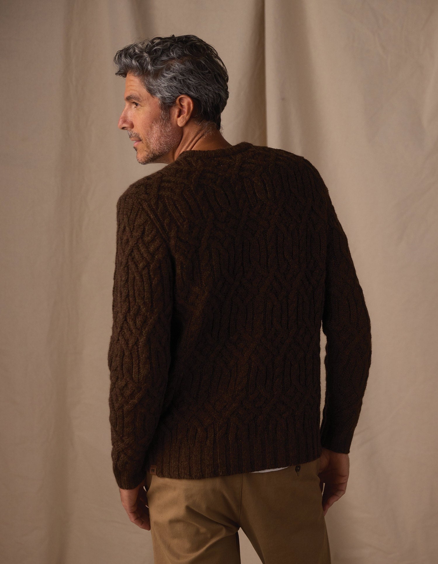 Trellis Cable Pullover Dark Brown