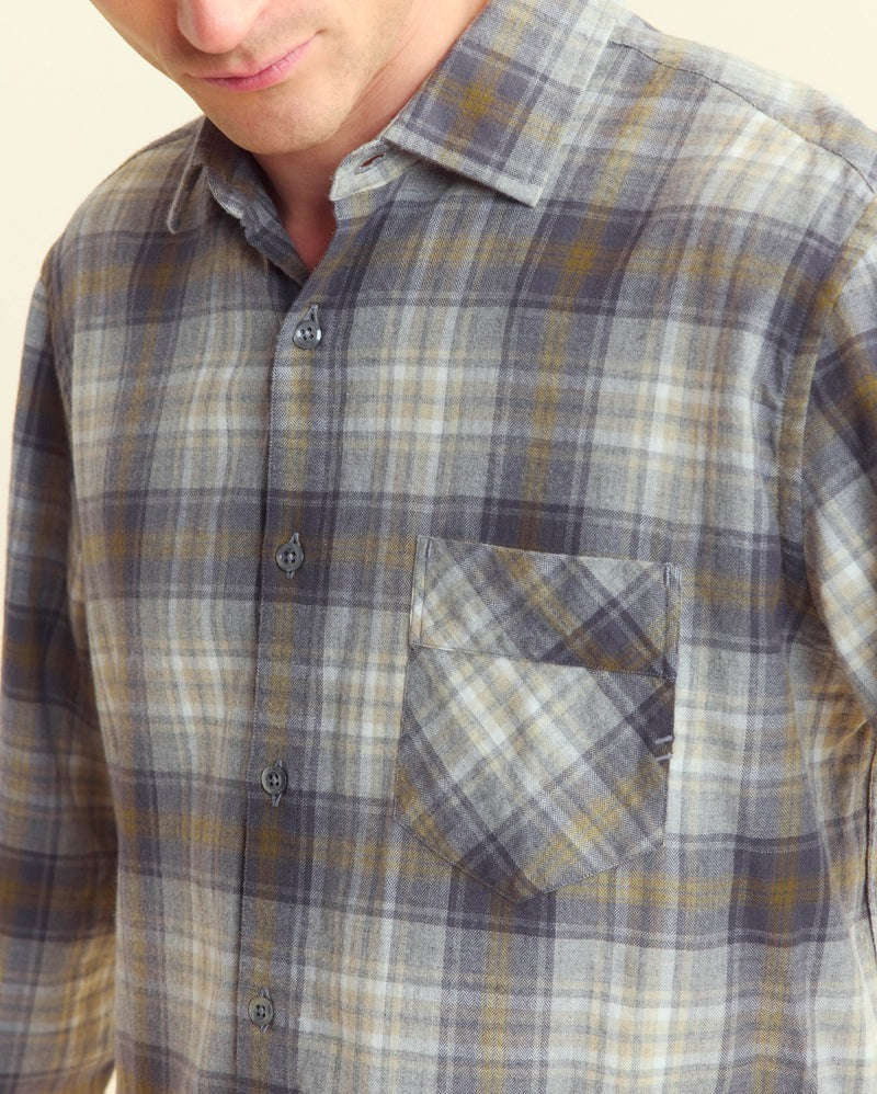 Herringbone Melange John T Shirt Grey Melange Multi