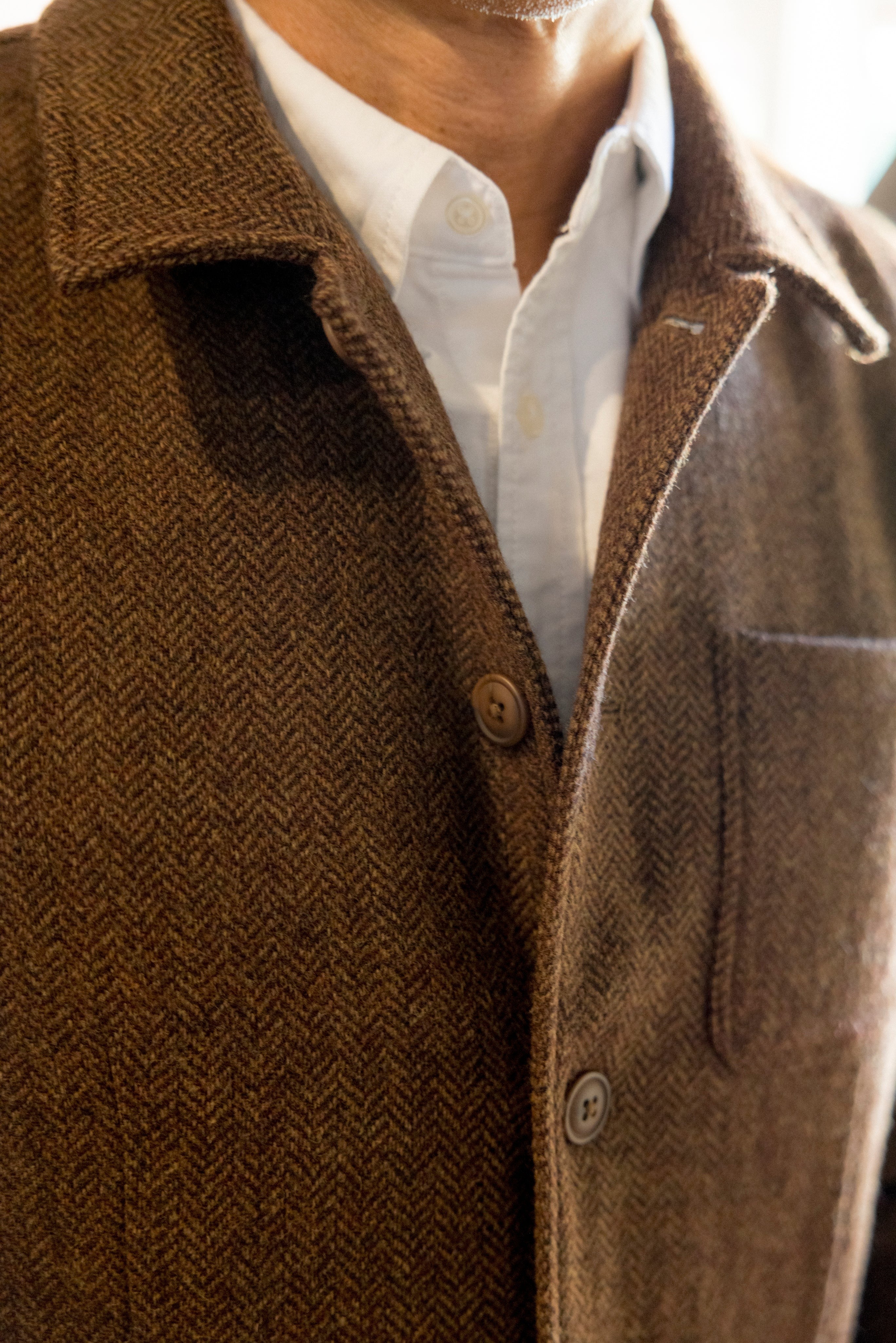 Tweed Industrial Jacket Brown Herringbone