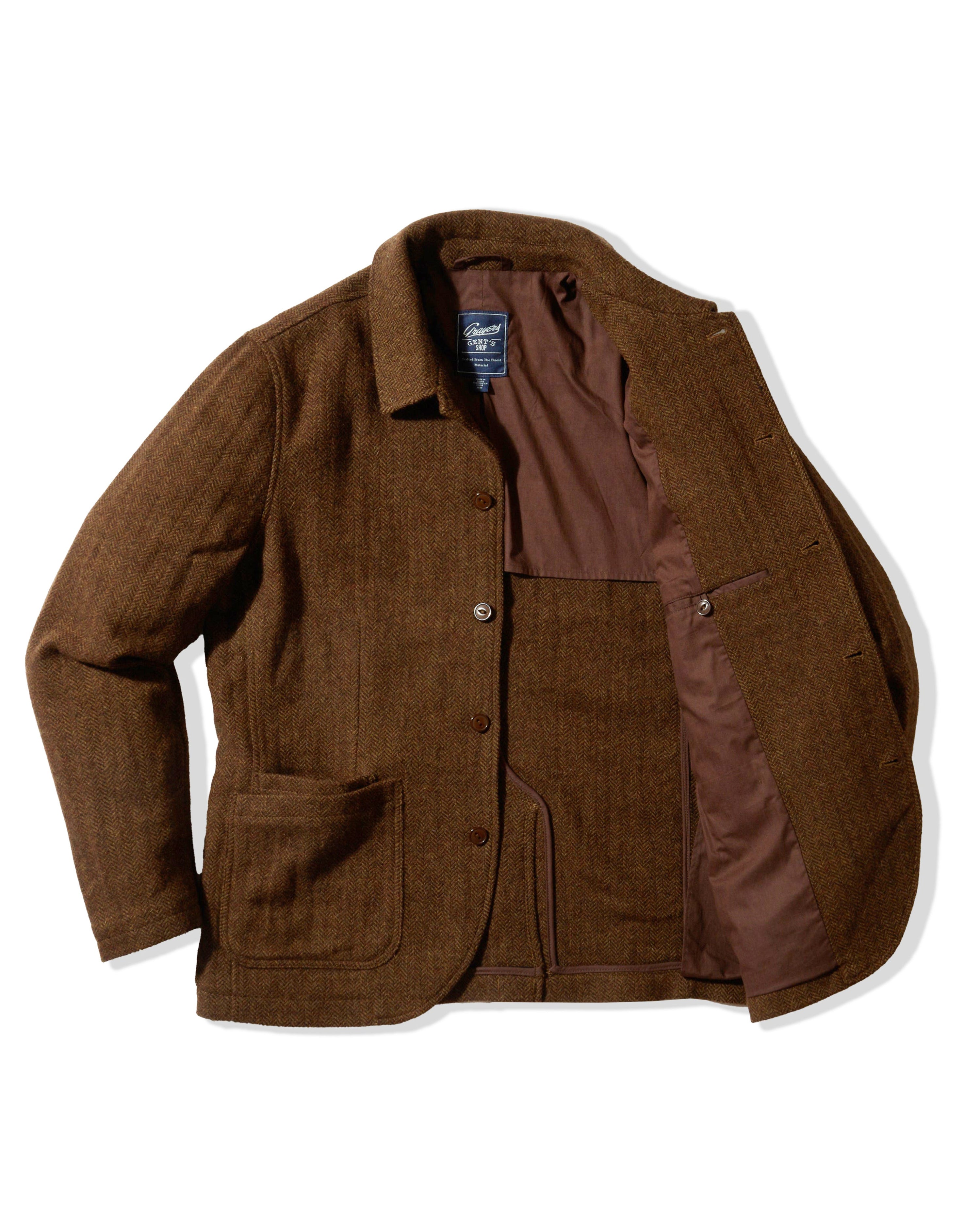 Tweed Industrial Jacket Brown Herringbone