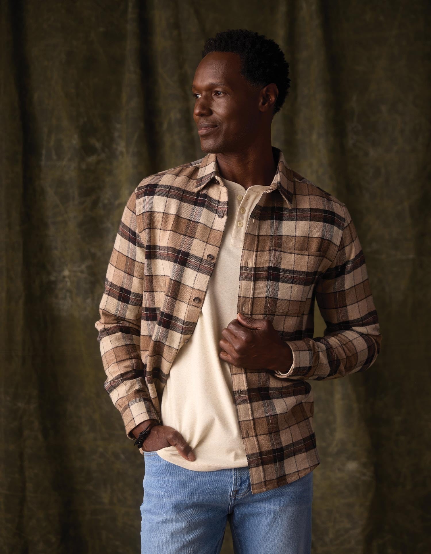 Louis Heavyweight Flannel Overshirt Mink Plaid
