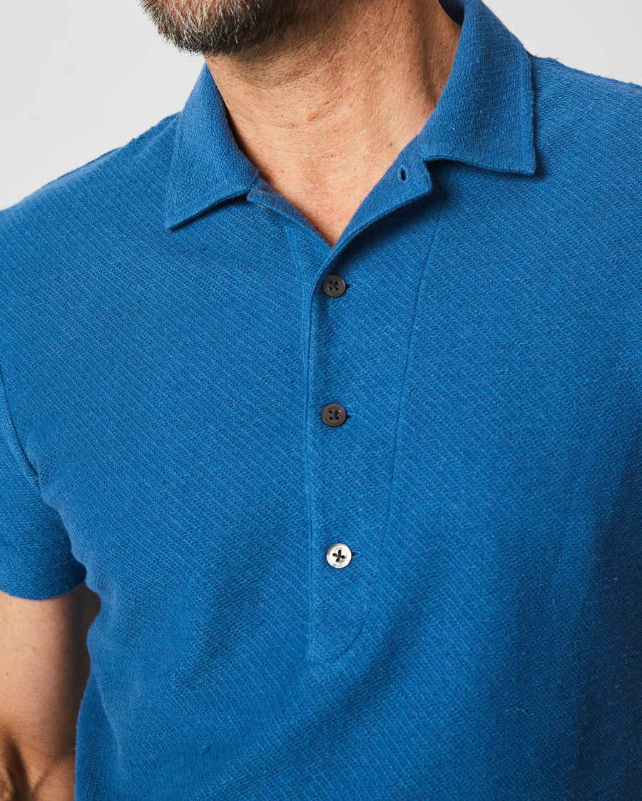 Hemp Cotton Twill Polo Dark Blue