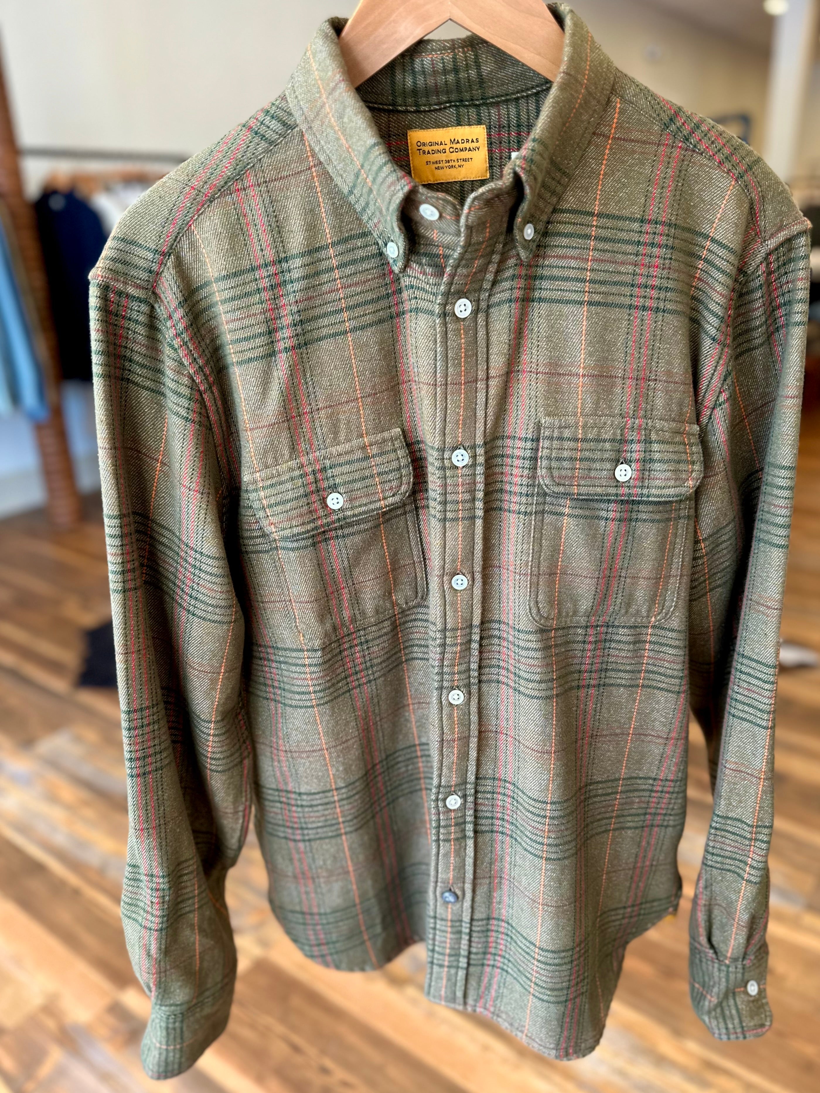 Twin Flap Pocket Shirt Green Plaid