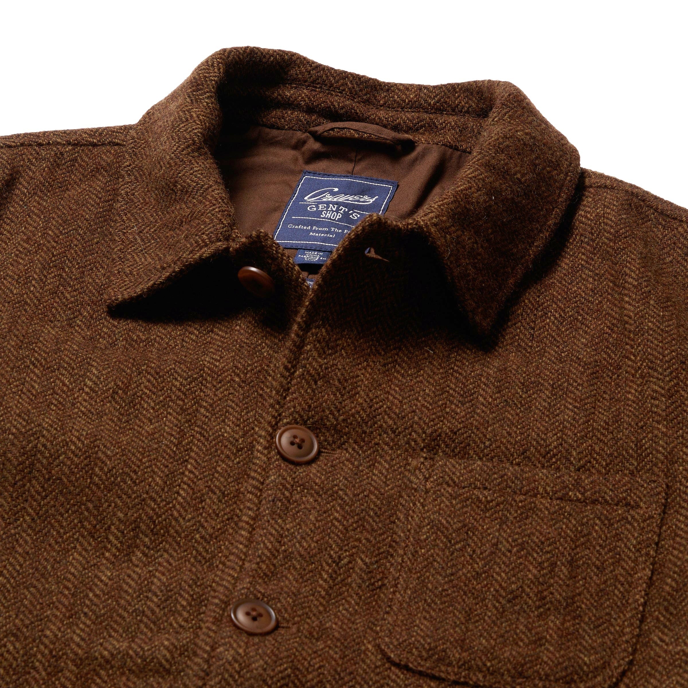 Tweed Industrial Jacket Brown Herringbone