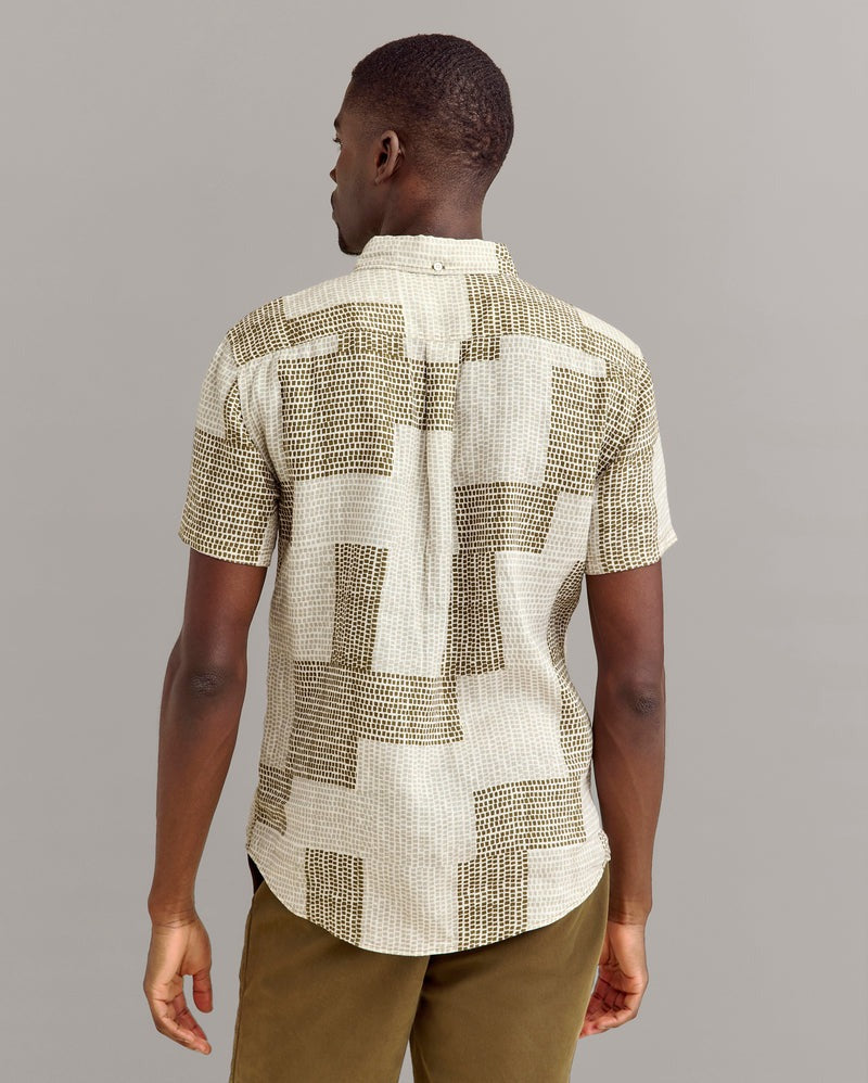 S/S Brick Patchwork Tuscumbia Shirt Olive Multi