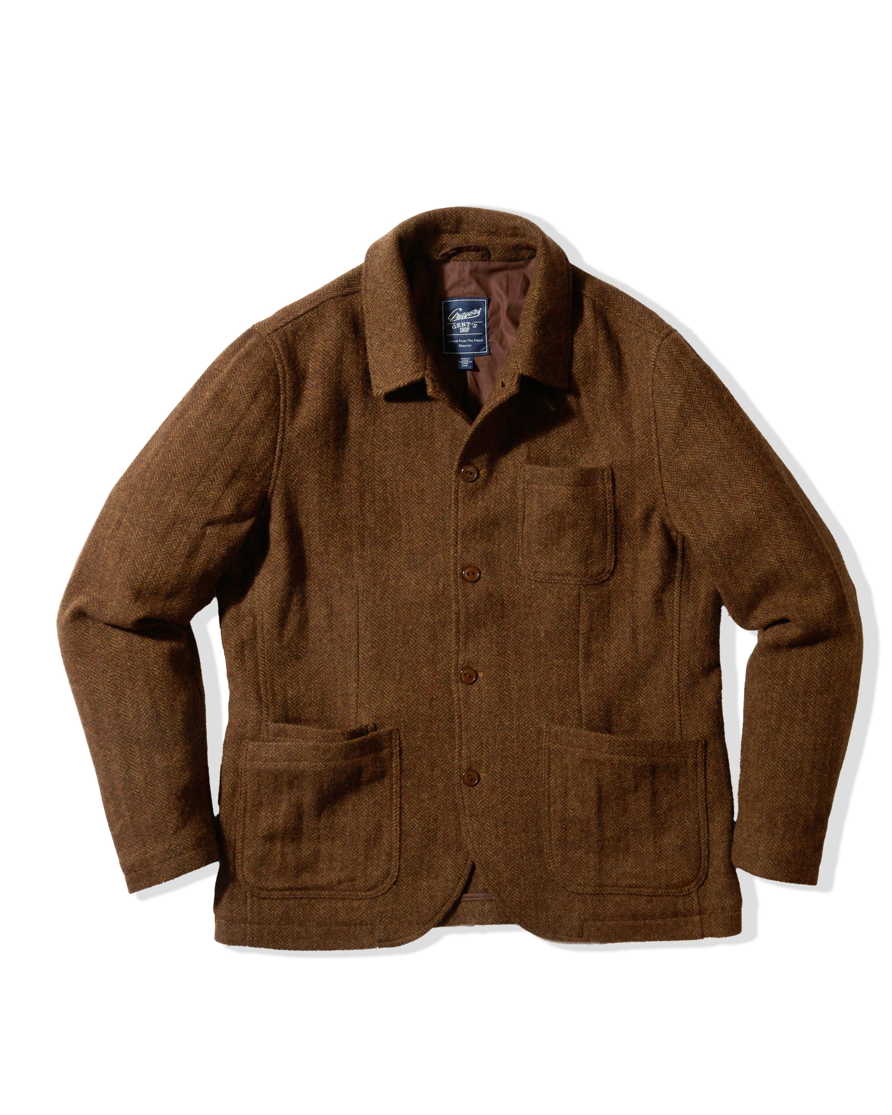 Tweed Industrial Jacket Brown Herringbone