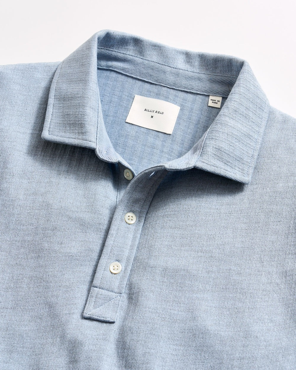 Long-Sleeve Herringbone Polo Blue Fog