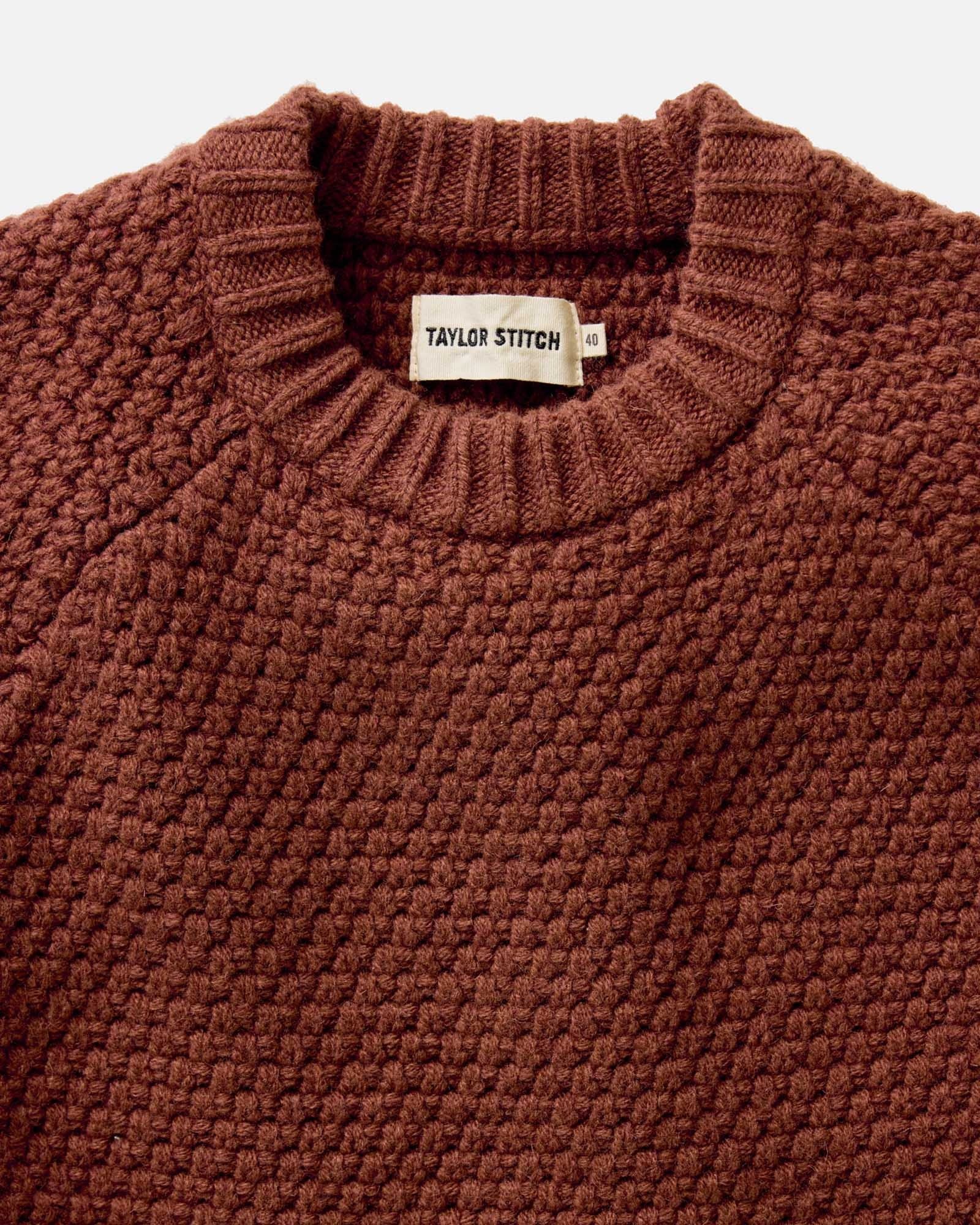 The Fisherman Sweater Heather Brick Merino