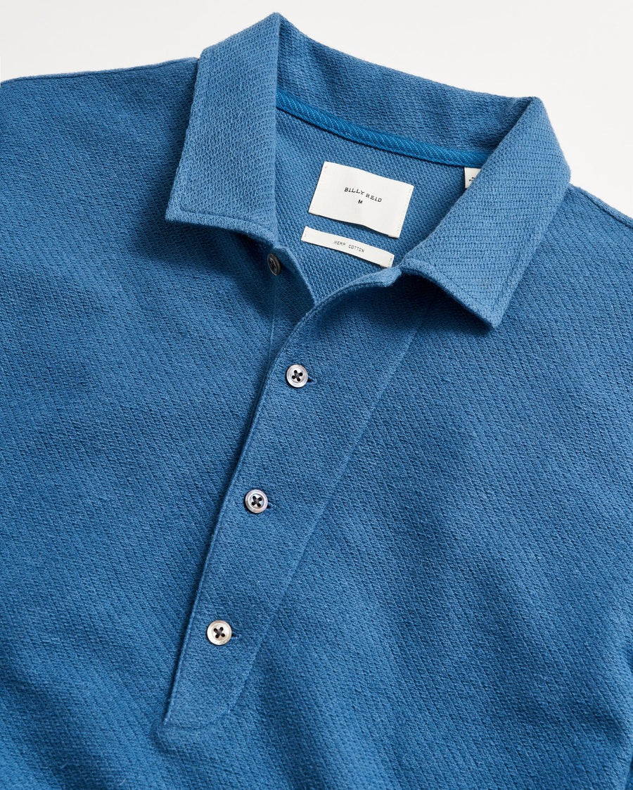 Hemp Cotton Twill Polo Dark Blue