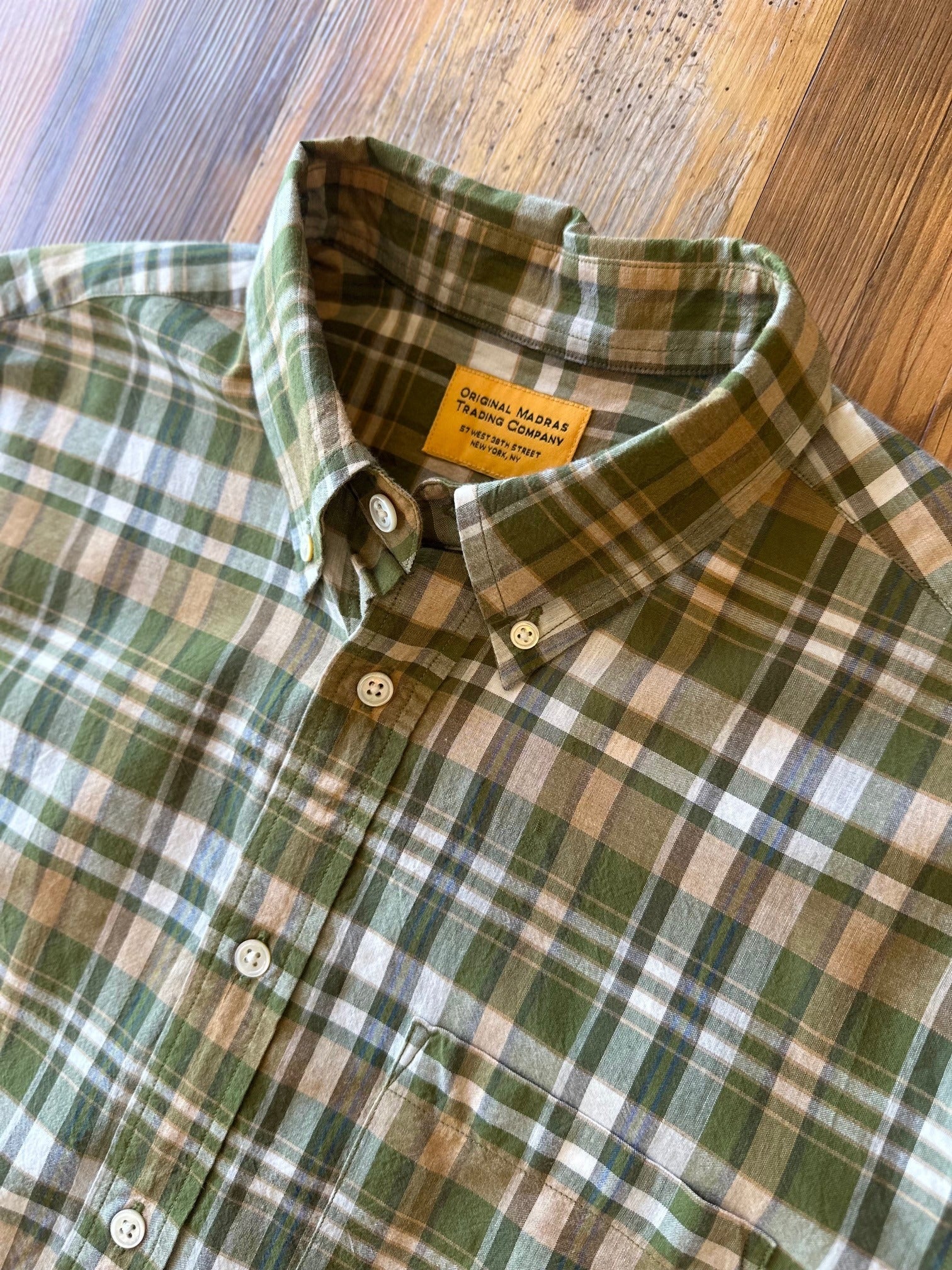 Classic Button Down Collar L/S Shirt Green/Gold Plaid