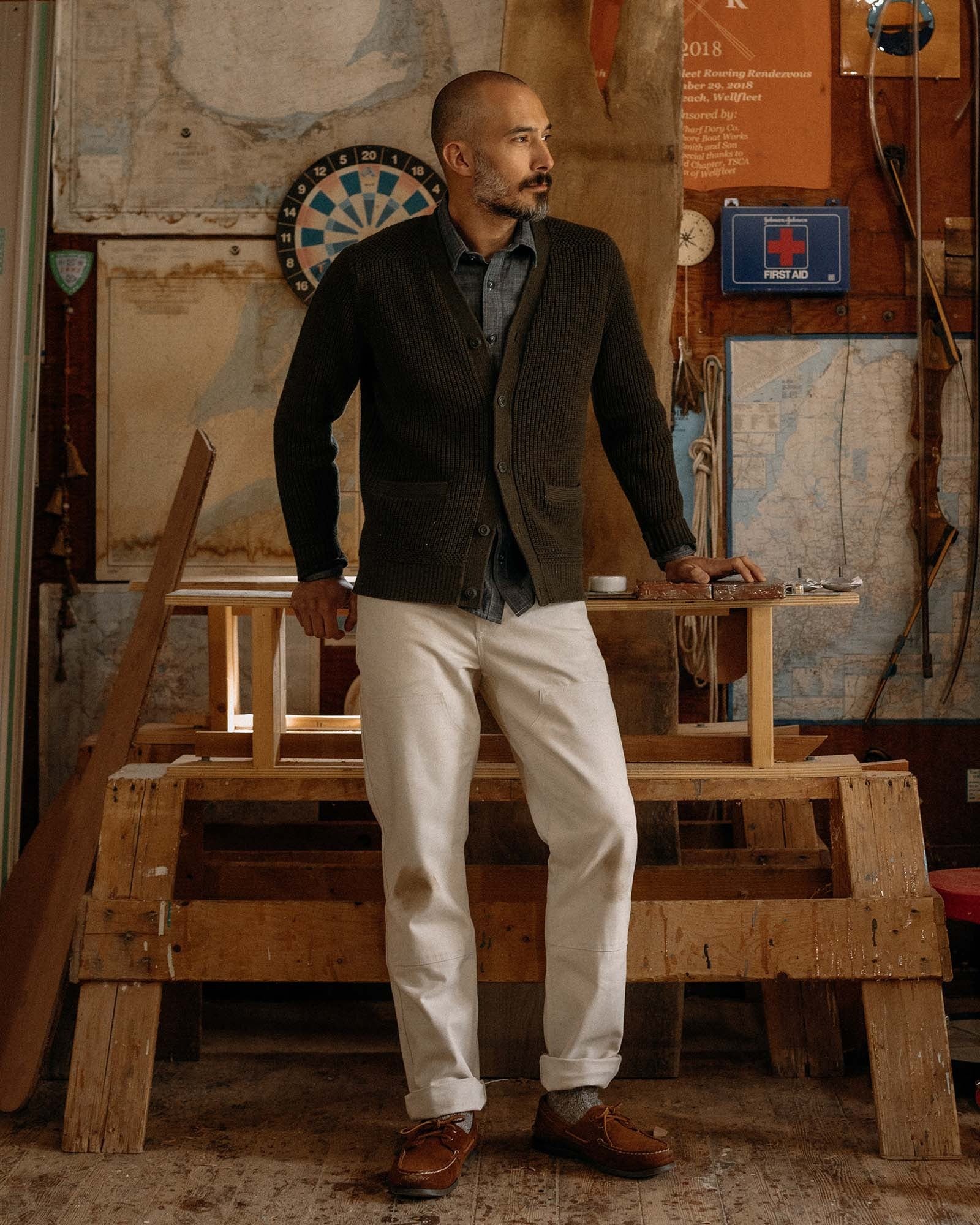 The Mariner Cardigan Heather Loden Slub