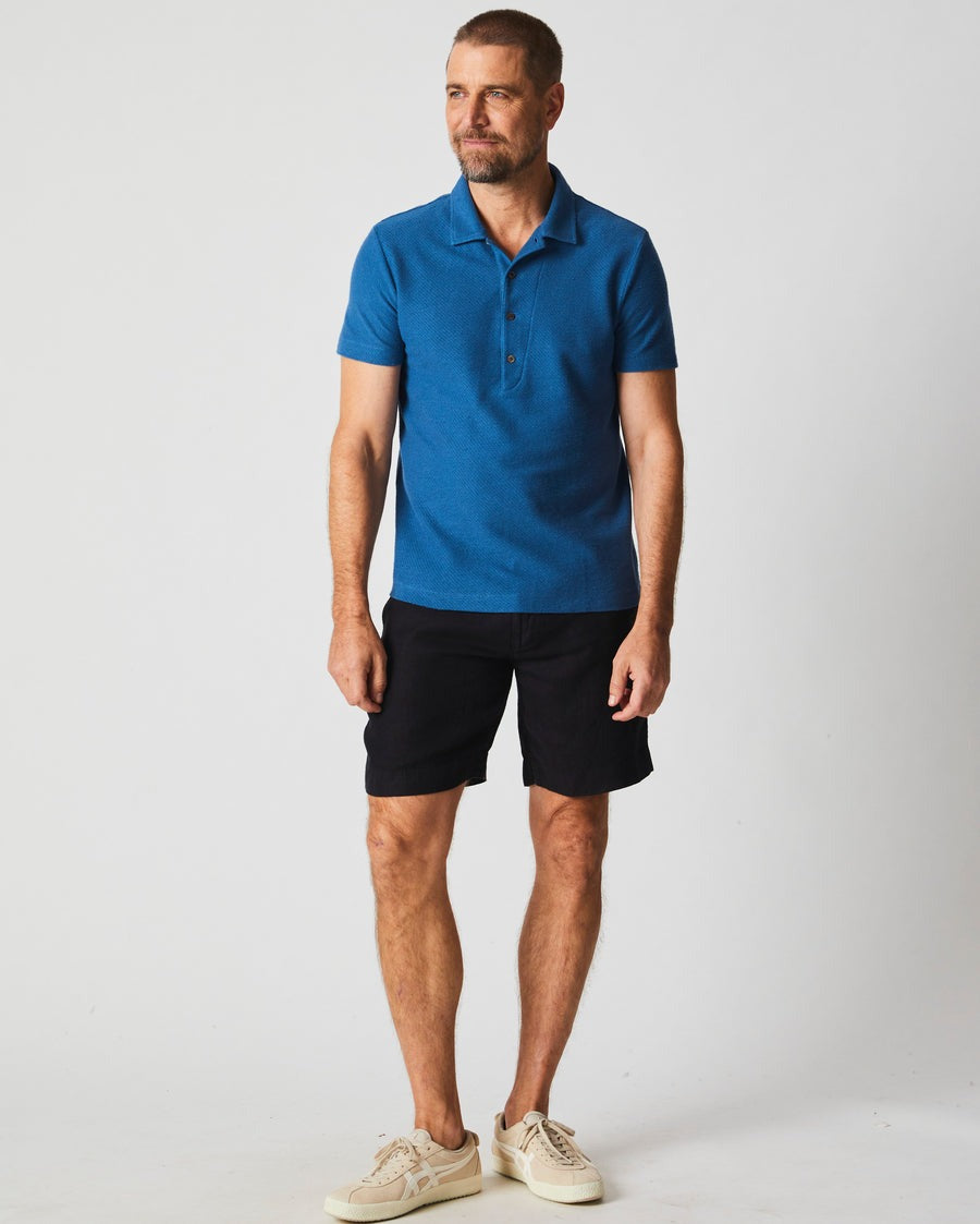 Hemp Cotton Twill Polo Dark Blue