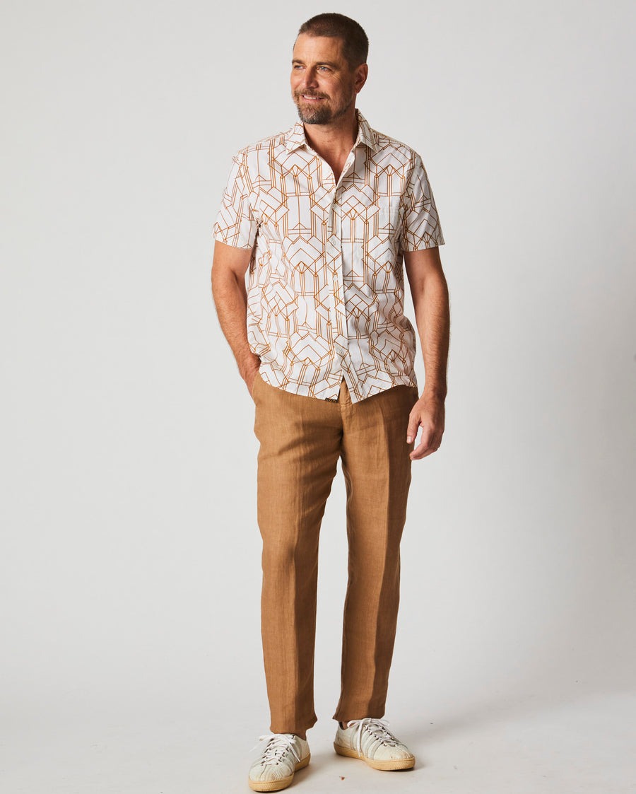 Short Sleeve Stained Glass Treme Block Shirt White/British Khaki
