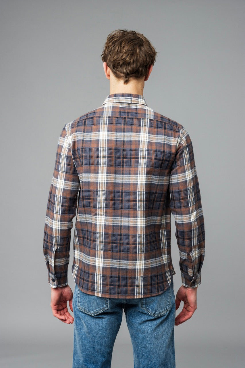 Post Man Shirt Heavy Flannel Check Light Brown