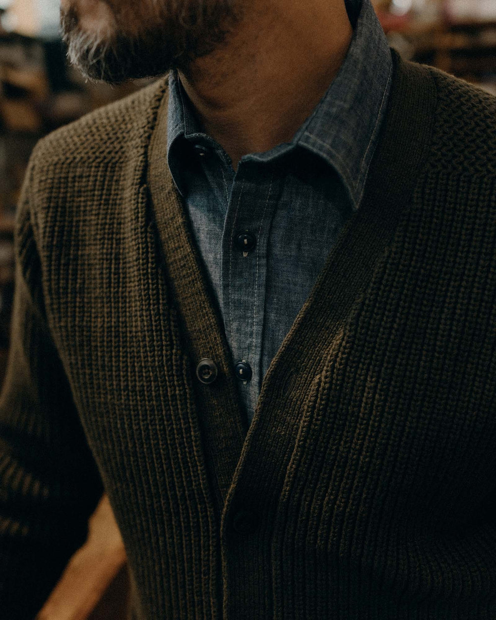 The Mariner Cardigan Heather Loden Slub