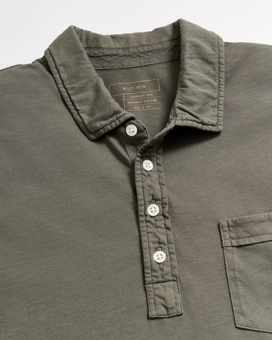 Long Sleeve Pensacola Polo Washed Grey