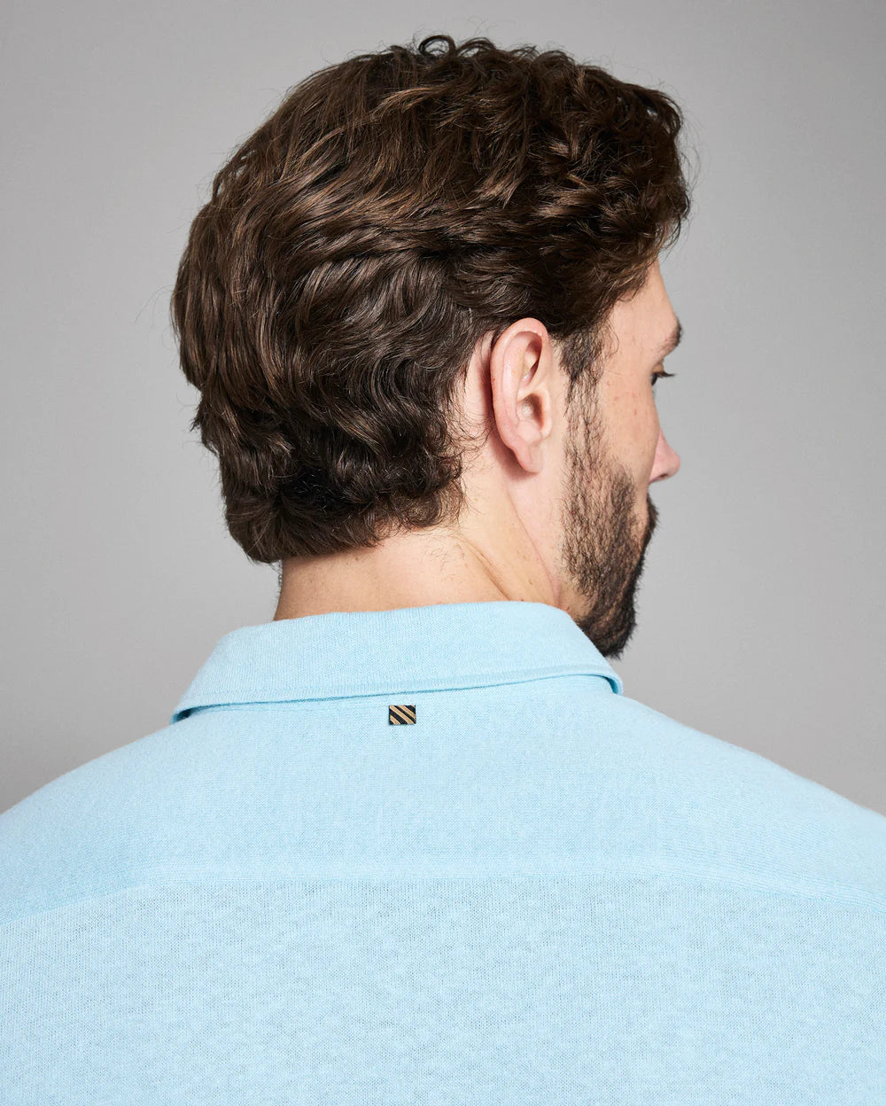 Short Sleeve Hemp Cotton Knit Shirt Sky Blue