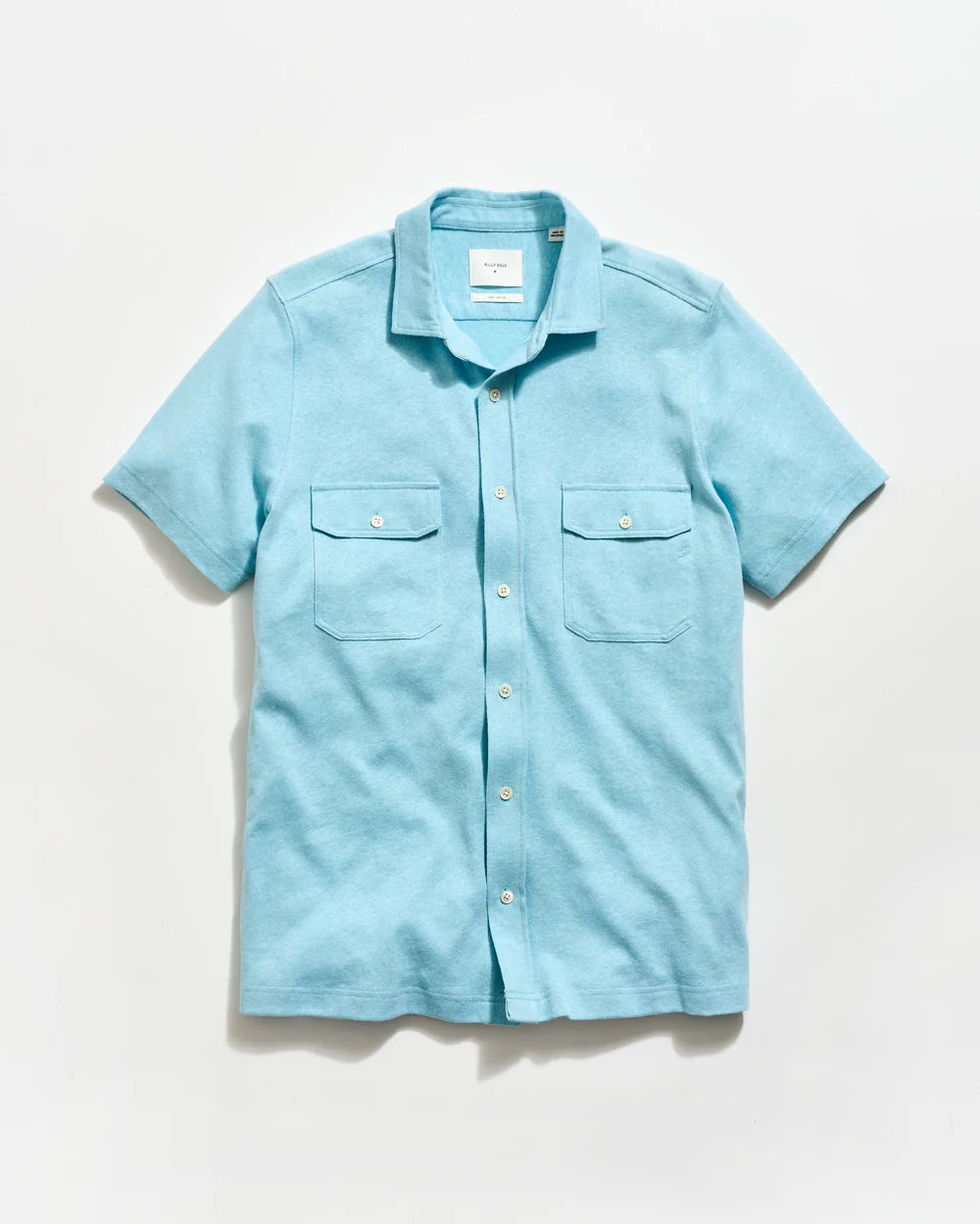 Short Sleeve Hemp Cotton Knit Shirt Sky Blue
