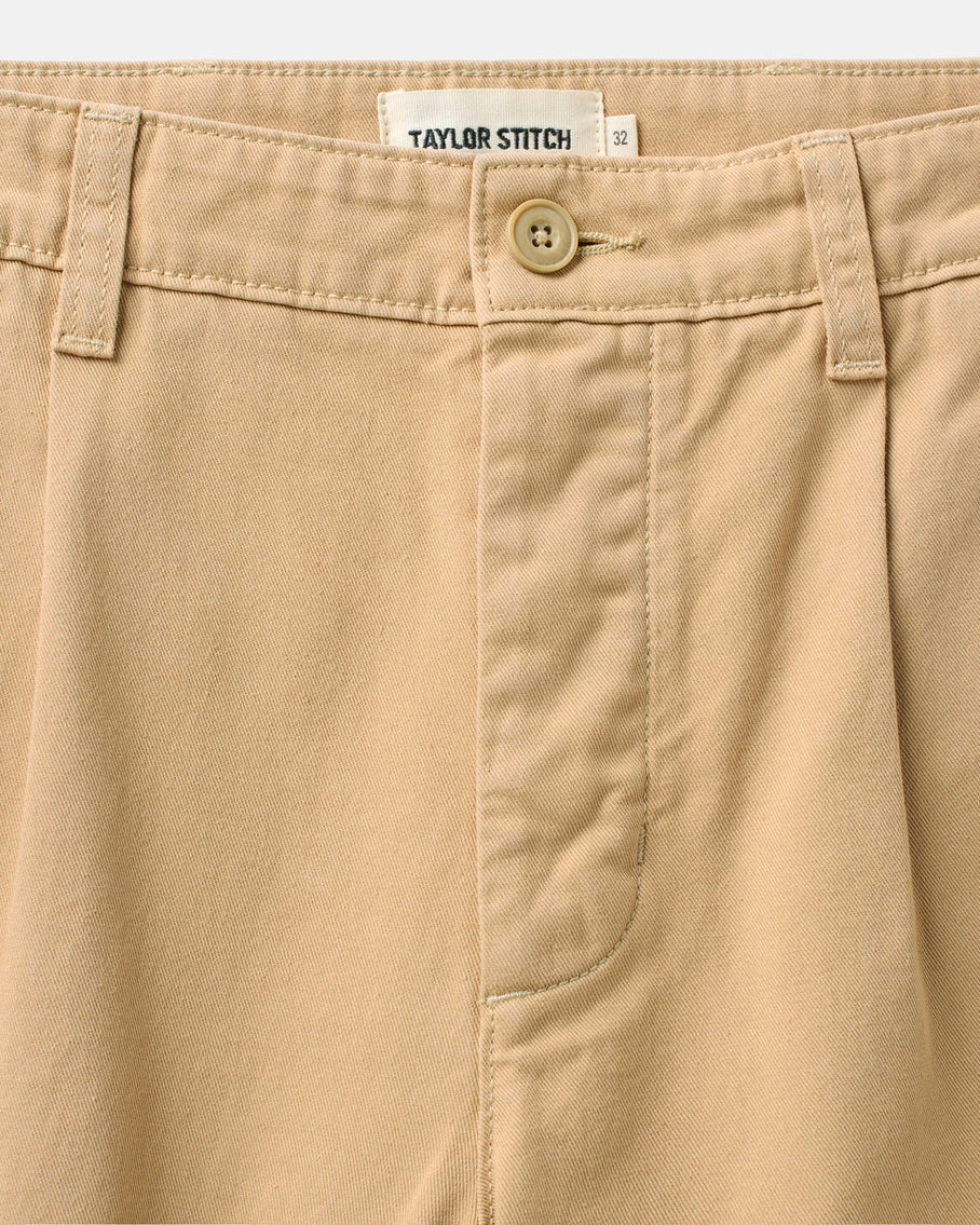 The Pleated Short Organic Field Khaki Twill