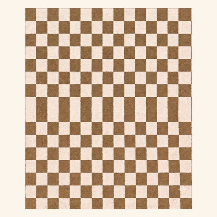 Checker Plush Throw - Latte Brown