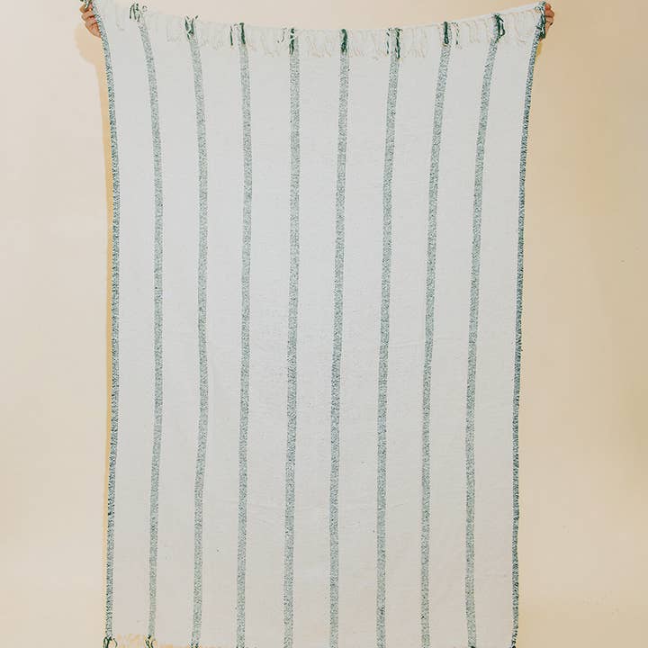 Riviera Green Stripe - Recycled Blanket