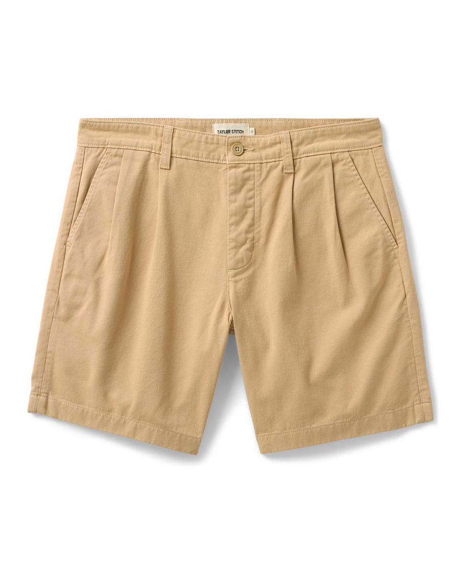 The Pleated Short Organic Field Khaki Twill