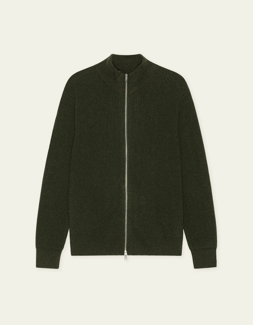Wool Rib Zipper Knit