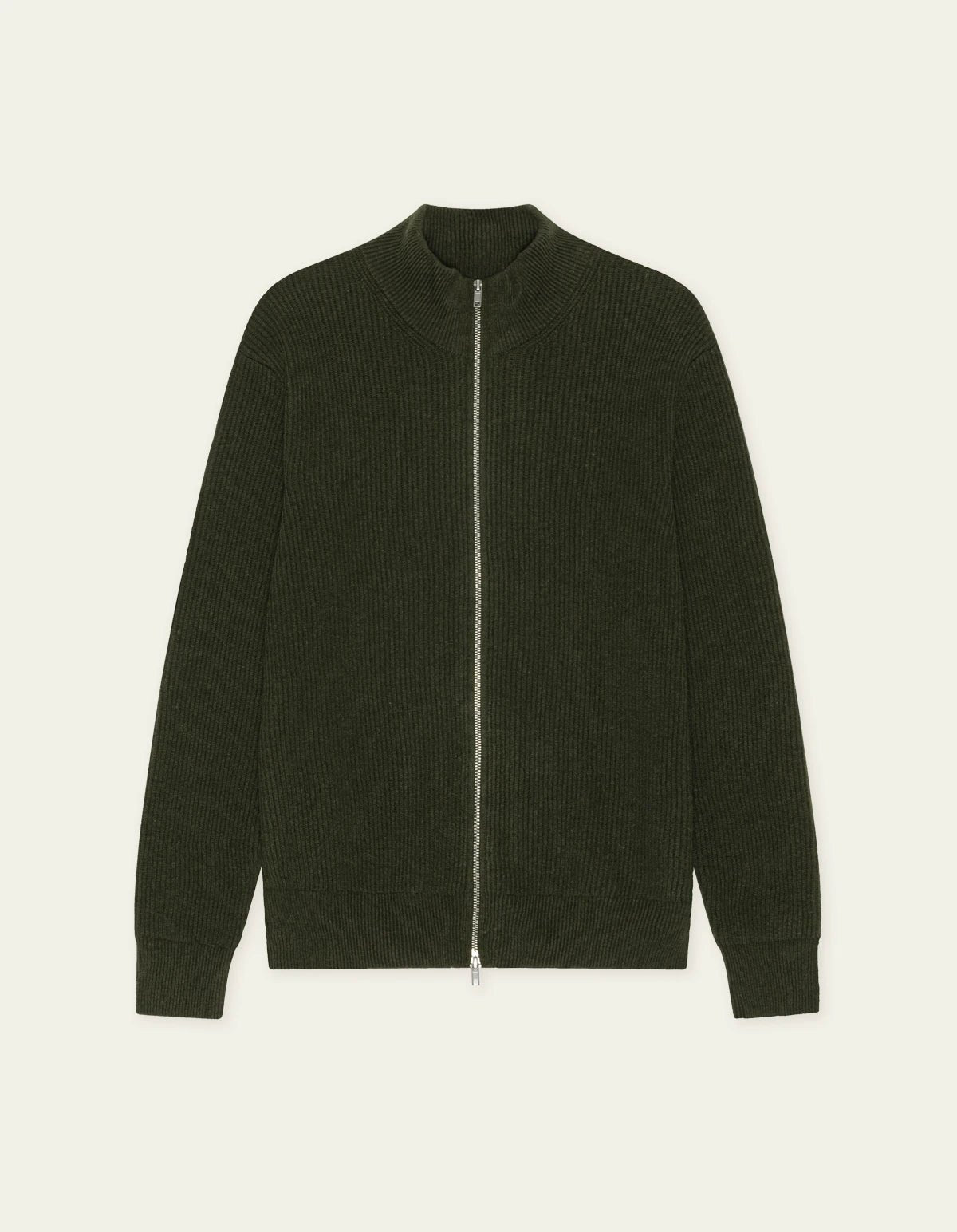 Wool Rib Zipper Knit