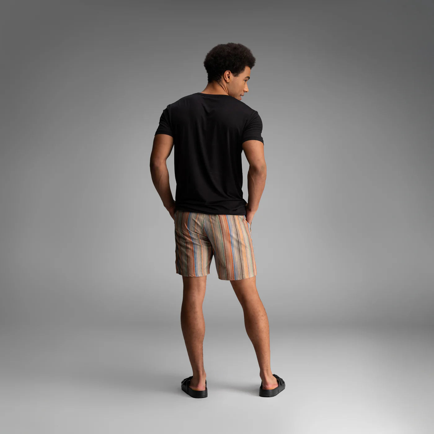 Shoreline Swim Short 2N1 Ikat Stripe-Beige