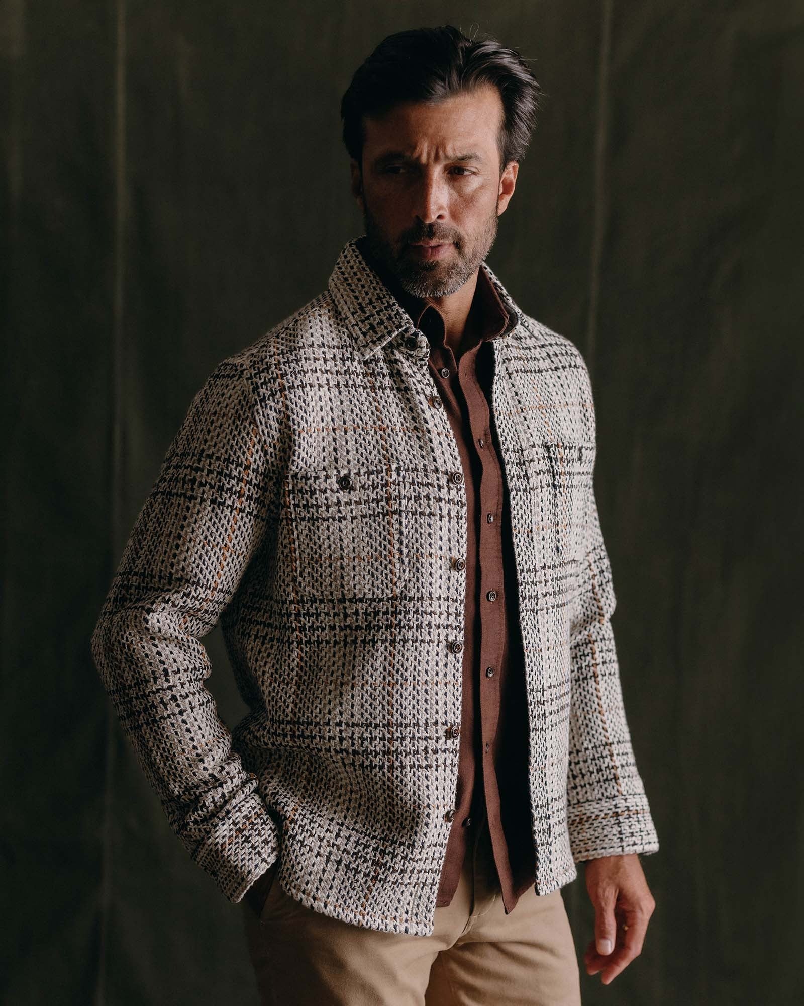 The Cutter Overshirt Stone Plaid