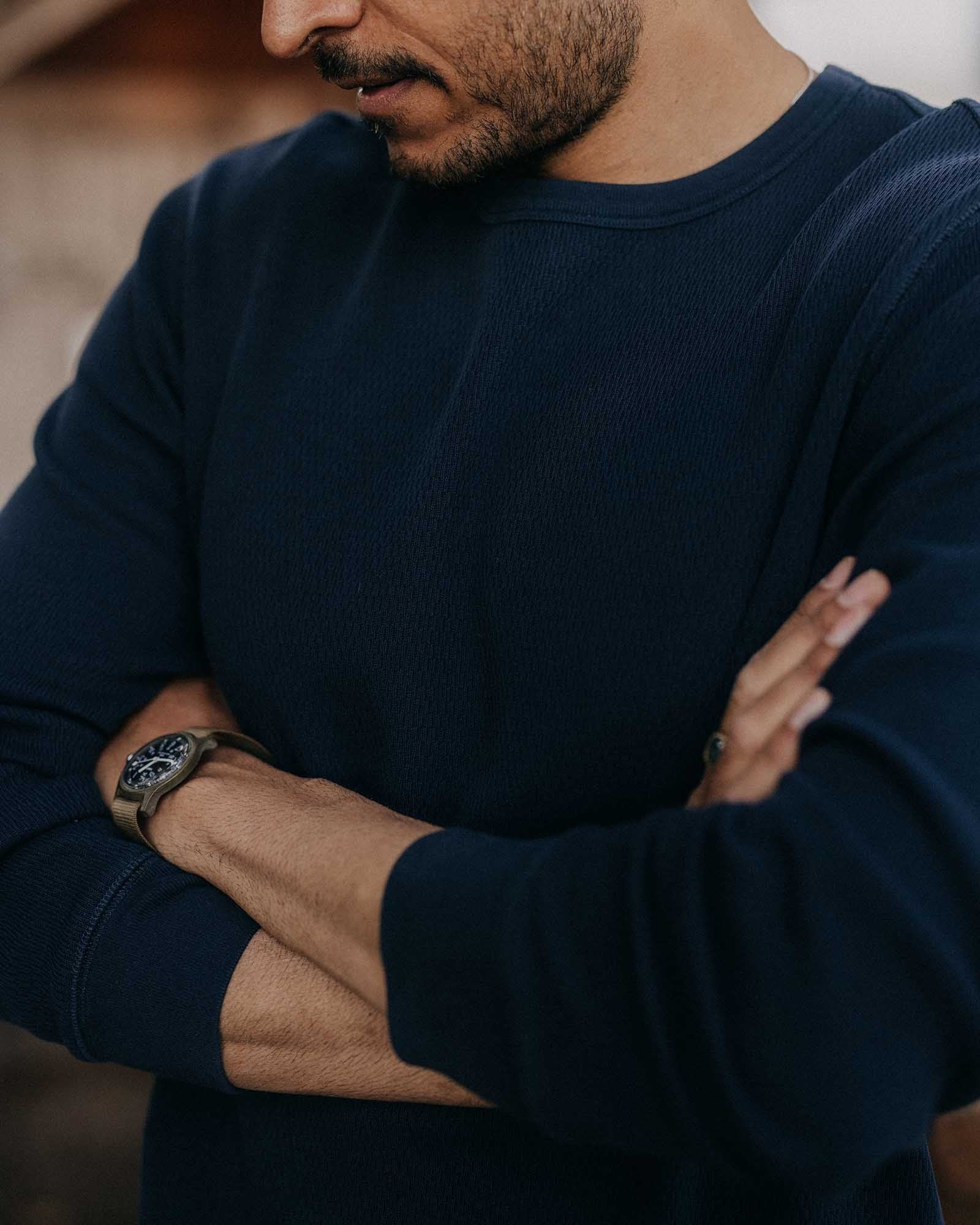 The Organic Cotton Crew Dark Navy Waffle