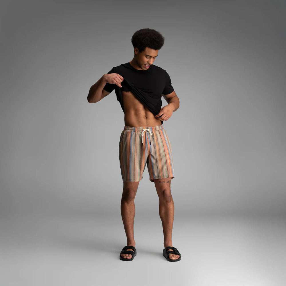 Shoreline Swim Short 2N1 Ikat Stripe-Beige