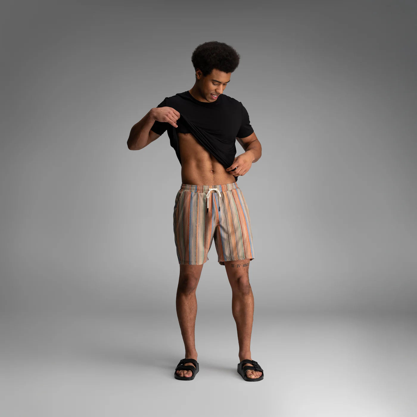 Shoreline Swim Short 2N1 Ikat Stripe-Beige