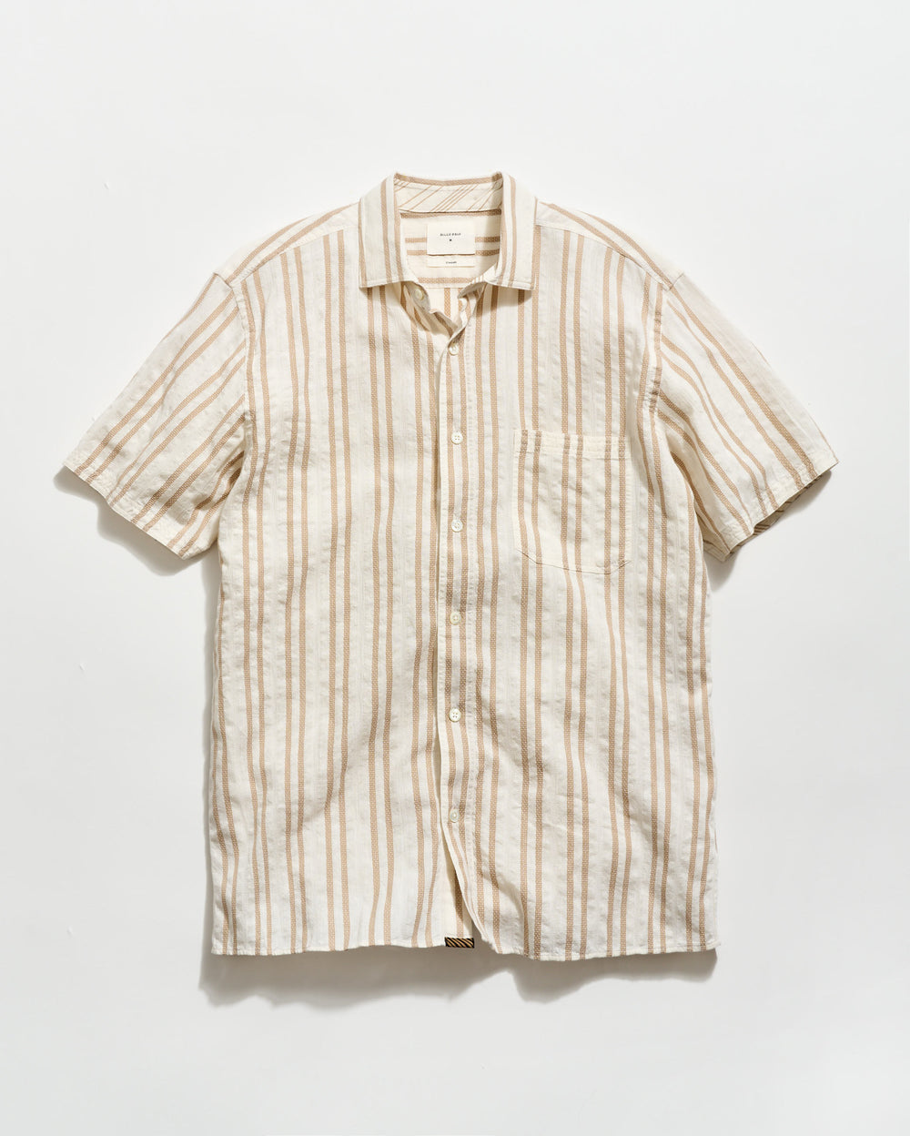 Short Sleeve Textured Dobby Stripe Contrast Treme Tinted White/Khaki