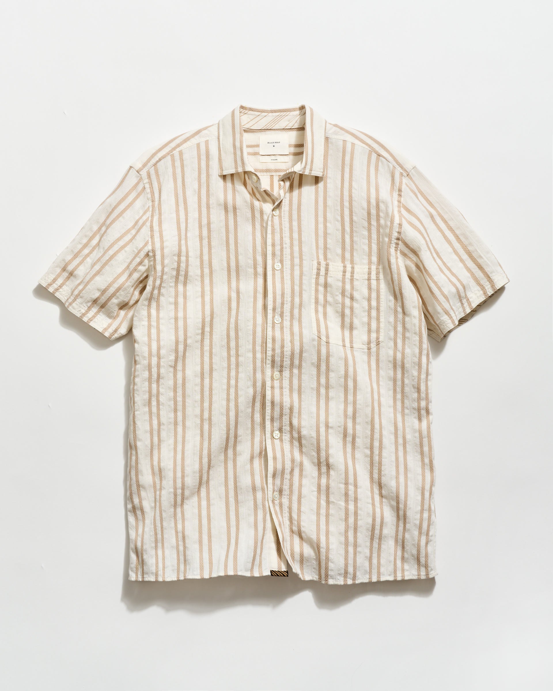 Short Sleeve Textured Dobby Stripe Contrast Treme Tinted White/Khaki