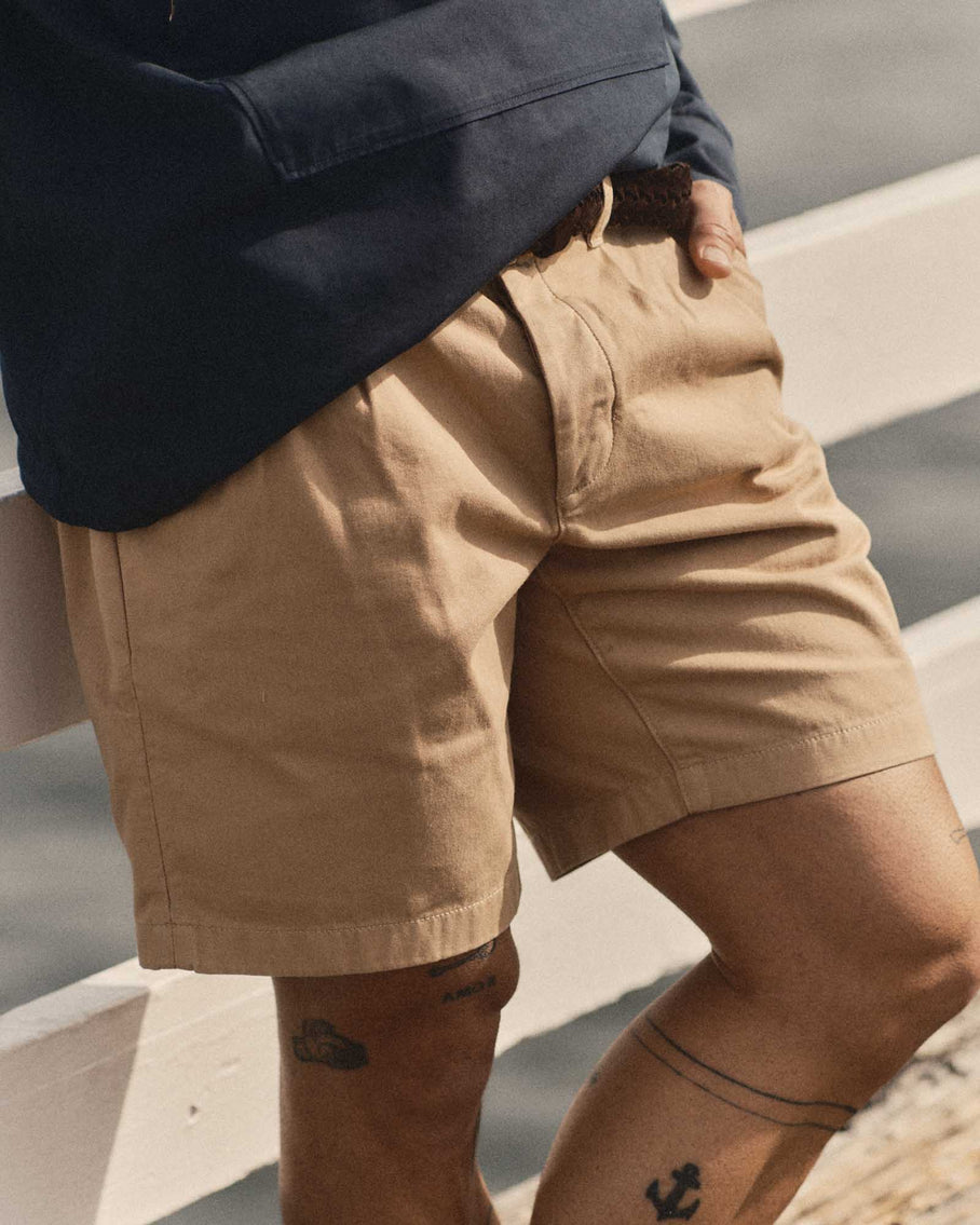 The Pleated Short Organic Field Khaki Twill