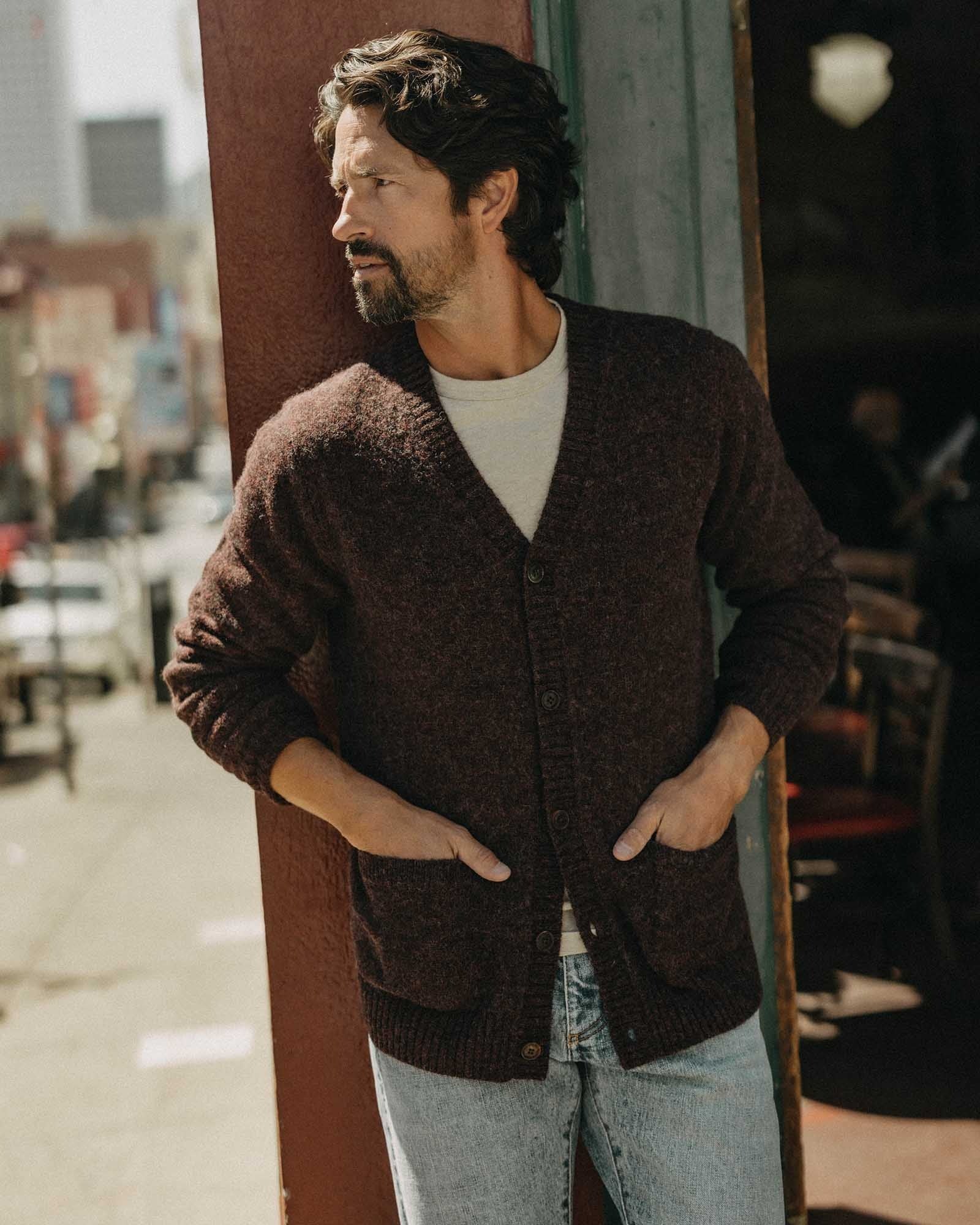 The Eastmoor Cardigan Heather Port Wool