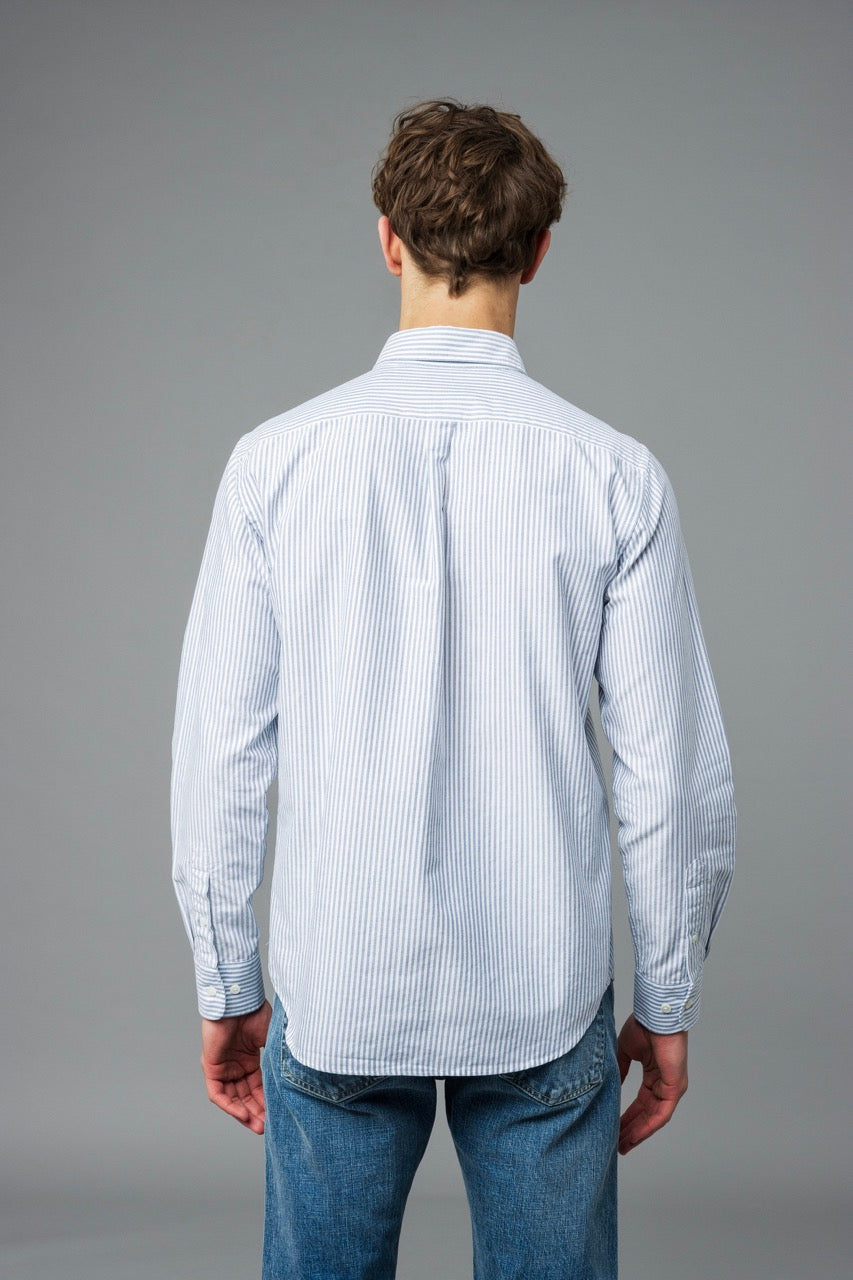 Button Down American Oxford Stripe Blue