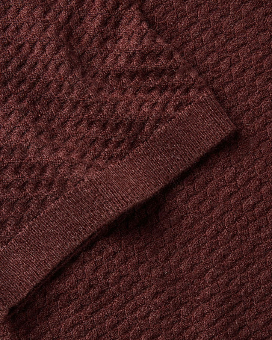 The Arlo Sweater Polo Burgundy Texture Knit