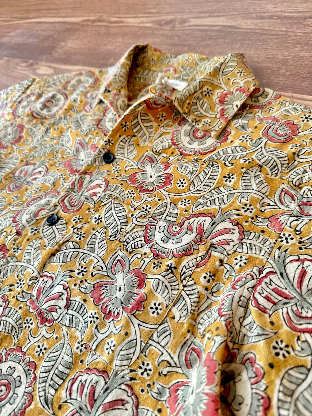 Khushi Camp Shirt Kalamkari Floral Yellow