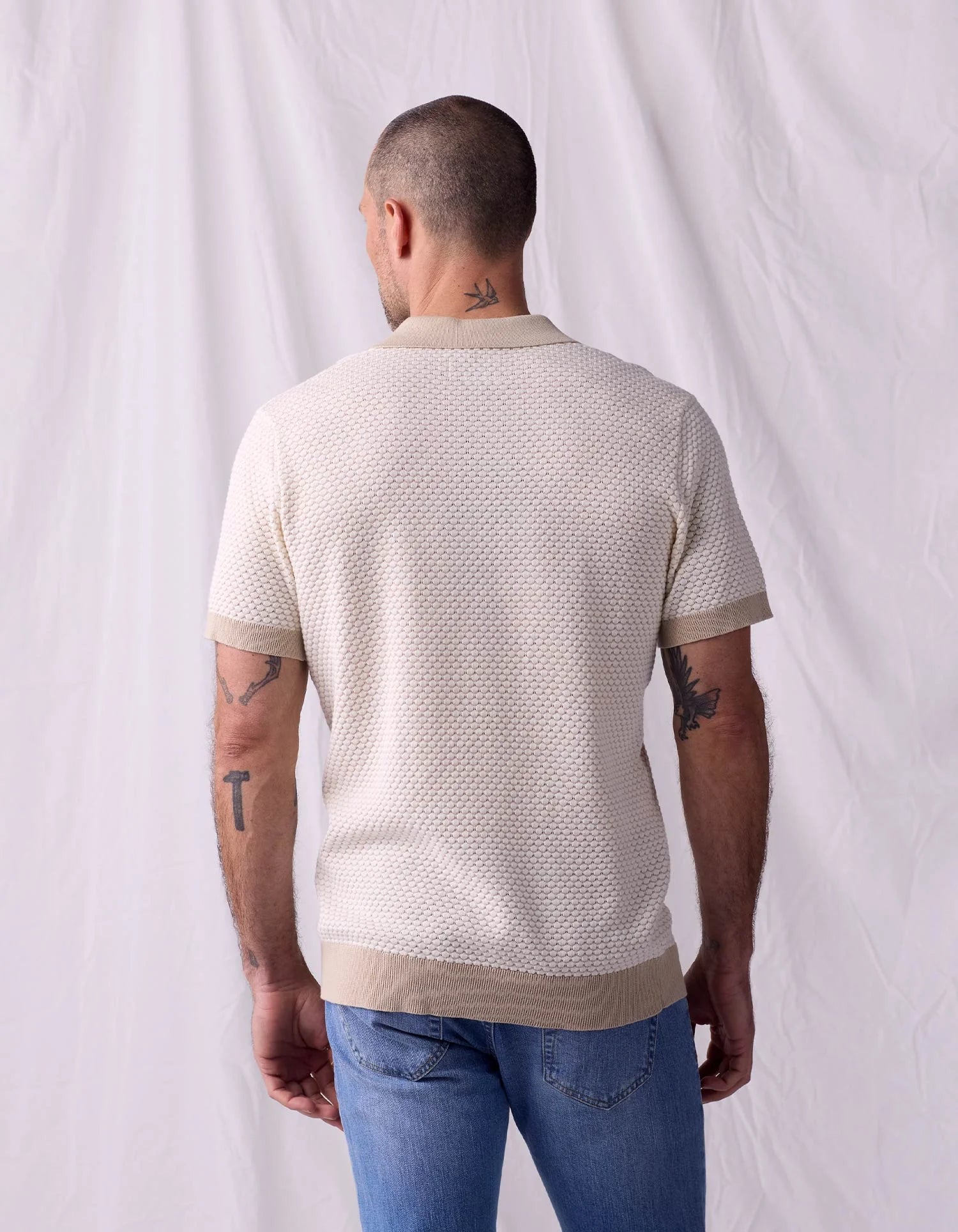 Robles Knit Jacquard Polo Ivory/Khaki