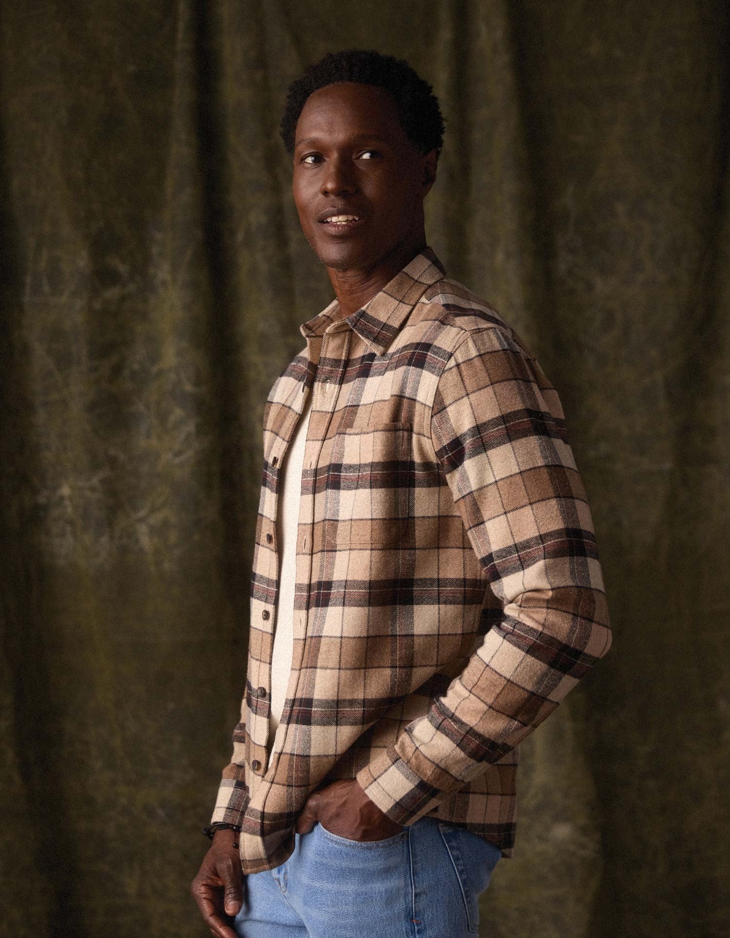 Louis Heavyweight Flannel Overshirt Mink Plaid