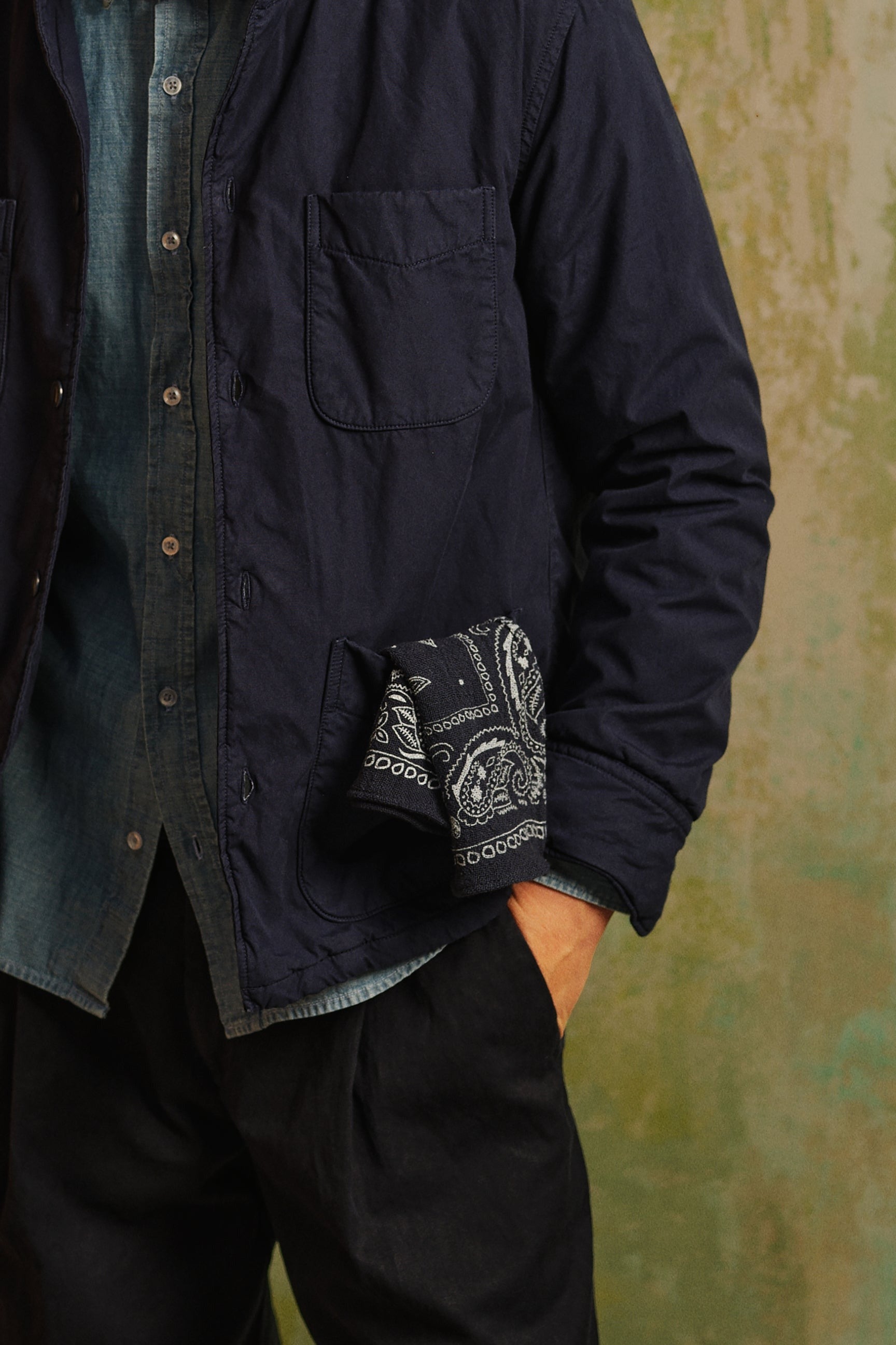 Poplin Camp Shirt Jacket Navy
