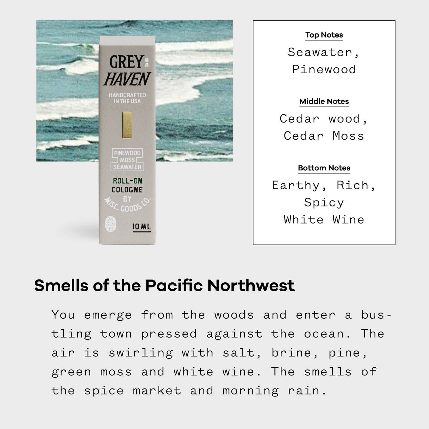 Greyhaven Roll-On Cologne-Ocean Air, Pine & Moss